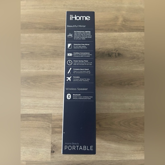 iHome Portable Lighted Vanity Mirror with Bluetooth Speaker – NEW IN BOX - Picture 3 of 6